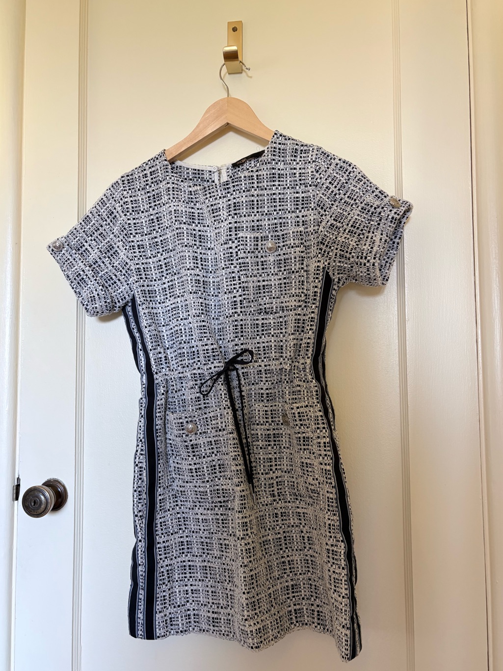 Maje Retrola Dress - Navy And White Tweed Sporty Dress
